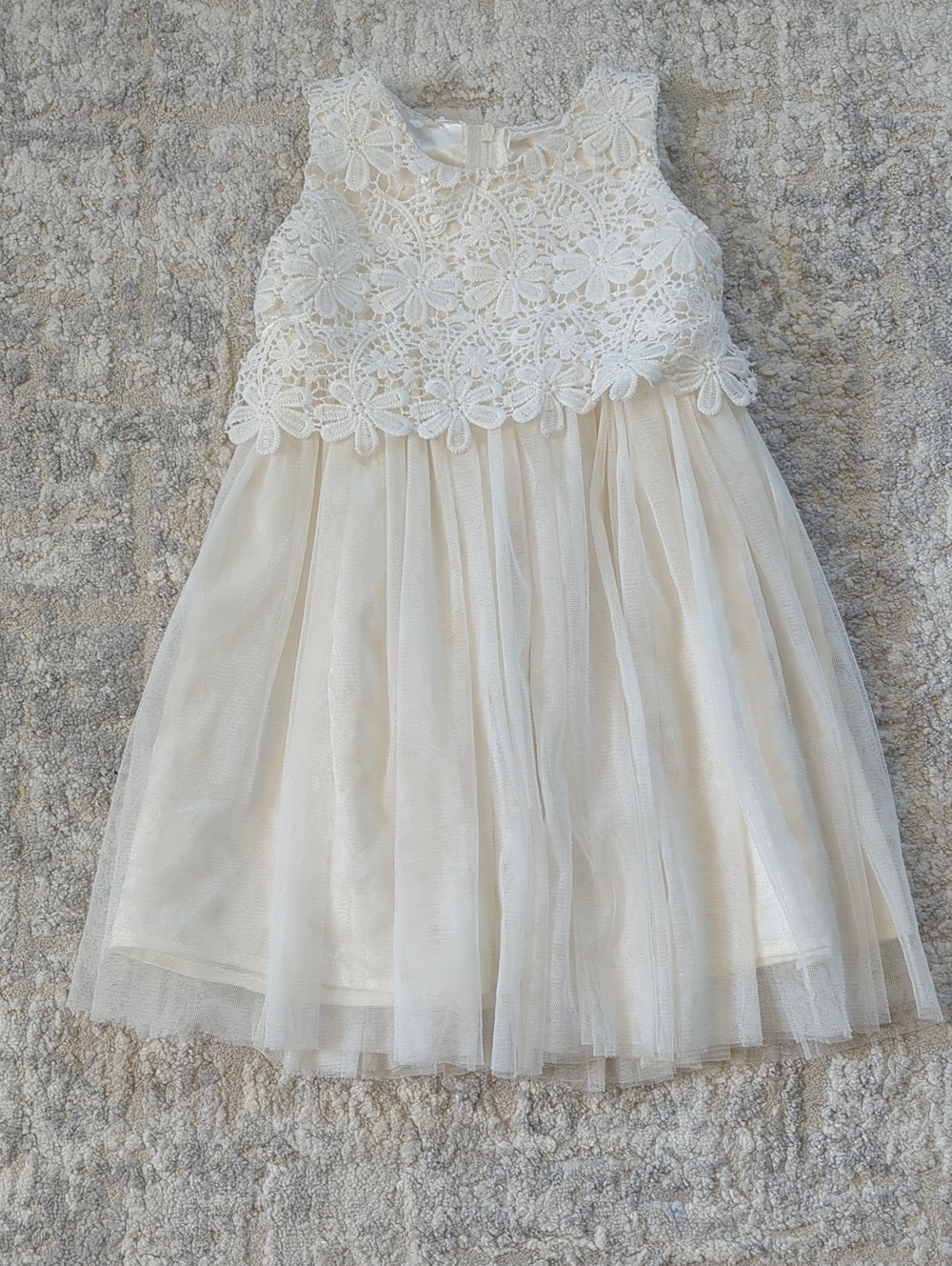 Popatu Off-White Lace Bodice Tulle Dress Size 2T